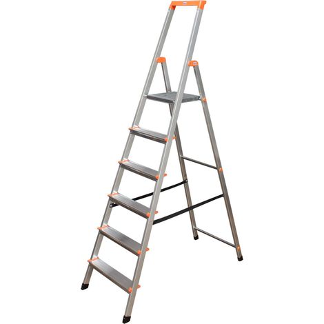 Krause Monto Alu Stufen-Stehleiter SOLIDY 1x 6 Tritte DIN EN 131 (1/5)