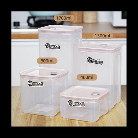 4 PièCes PP BoîTe de Rangement des Aliments en Plastique Ensemble Transparent avec Verser Couvercles Bouteilles Bocaux RéServoir de (1/5)