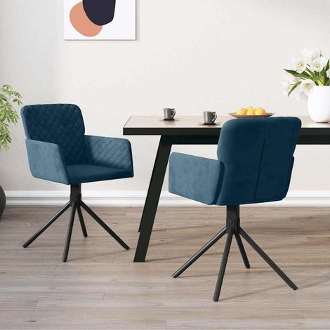Chaises pivotantes à manger lot de 2-Chaises de Salle à Manger-Chaise de cuisine Bleu Velours 625941 (1/5)