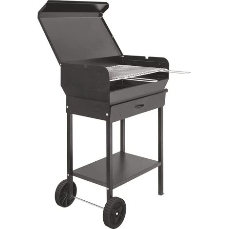 BARBECUE RETTANGOLARE A CARBONELLA "DORIANO" CON RUOTE -- griglia cm.47,5x37 (1/3)