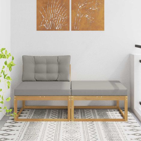 vidaXL 2 Pièce Pouf d'Extérieur Polyester Blanc