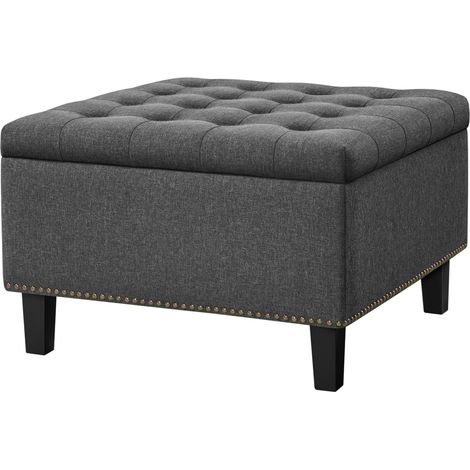 Homevive Banco Almacenaje Asiento Plegable Banco de Entrada Reposapiés Banco de Dormitorio Sala de Estar con Almacenamiento 70X70X45 cm Banco Plegable Pata Madera Gris Oscuro (1/5)