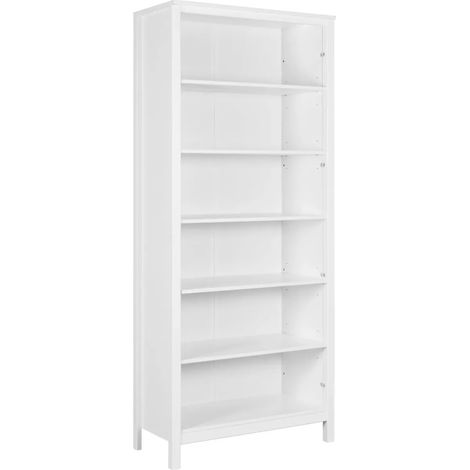 Libreria Soggiorno Camera Mobile 82 cm in Legno MDF Bianco 6 Ripiani (1/5)