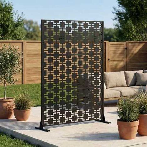 Schermo di privacy esterno in metallo – Recinzione decorativa con piedistallo, 183 x 116 cm, stabile e portatile, ideale per patio, terrazza, balcone, giardino e cortile.