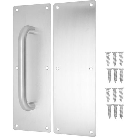 Poignée de porte ovale blanche en acier inoxydable 304 avec vis, plaque pousser-tirer pour bureaux, hôtels et restaurants (1/5)