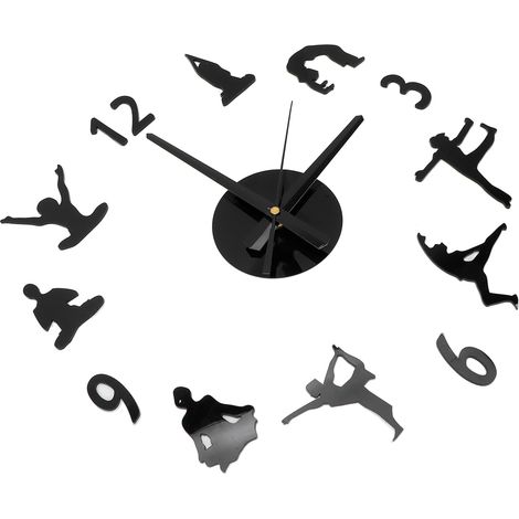 Horloge murale silencieuse sans cadre DIY, design minimaliste pour salon, décoration moderne maison et bureau, horloge simple (modèle : DYZ Yoga, sans piles). (1/5)