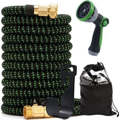 RisingFF 30m garden hose, fits 1/2" and 3/4" faucets, perfect for gardening and cleaning. (1/5)