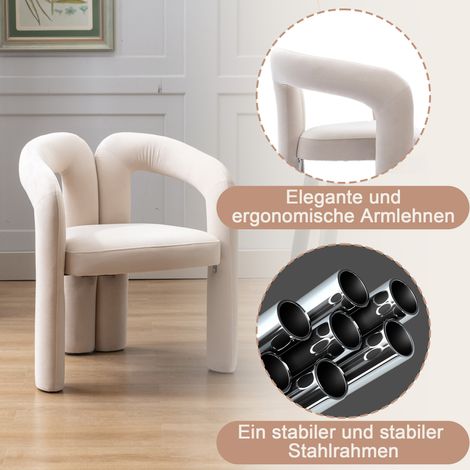 Lot de 2 fauteuils de détente en velours moderne, chaises latérales design rembourrées pour salon, cuisine ou salle à manger, sièges décoratifs seau confortables (1/4)