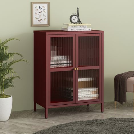 Sideboard Säkylä 84x64x35cm Bordeauxrot [en.casa]