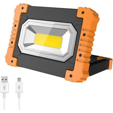 LED Rechargeable Projecteur Chantier Lumière de Travail Portable USB Étanche pour chantier, garage atelier,Camping, Garage, pêche, Randonnée (1/4)