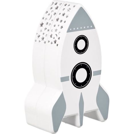 Home Deco Kids LA11044 Lampe veilleuse Enfant Projection murale ciel étoilé Fusée Blanc gris et noir Plastique H15 x 5,7 x 9,5 cm (1/5)