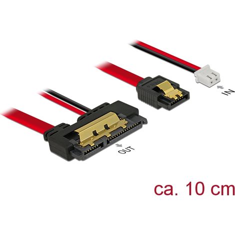 Delock Cable SATA de 6 Gb/s hembra de 7 contactos + AlimentaciÃ³n hembra de 2 contactos  SATA de 22 contactos hembra recto (5 V) de 10 cm