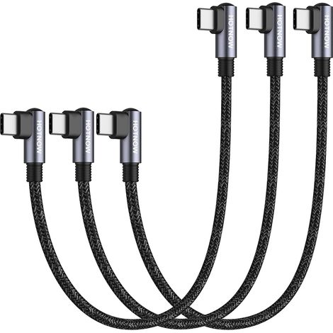 Câble USB C vers USB C Angle Droit Court 30cm 3 pièces cable usb c coudé (1/5)