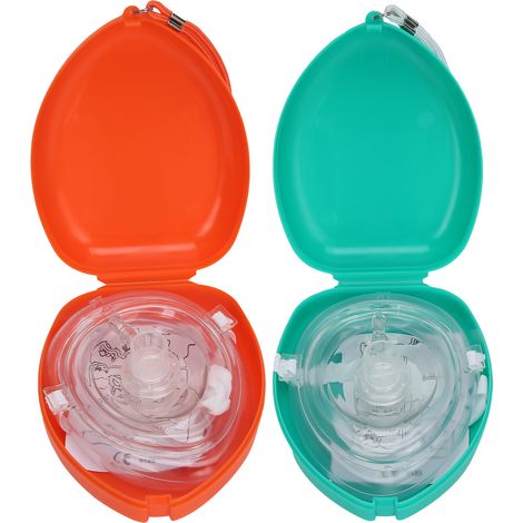 Masque de RCP avec Valve Unidirectionnelle - Réanimation d'Urgence Portable - Écran Facial Vert ou Orange (1/5)