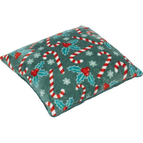 Coussin de Noël motif Houx et Sucre d'orge de Noël Vert et Rouge 40 x 40 cm - Feeric Christmas (1/2)