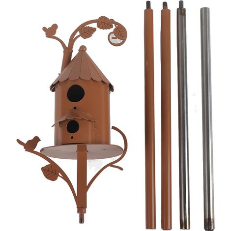 Nichoir en métal avec poteau, piquets pour nichoir style cottage vieilli, décoration de jardin pour colibris (1/4)