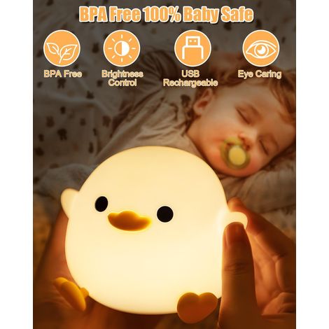 Luce notturna per bambini ricaricabile tramite USB con timer Luce notturna regolabile con timer Regalo di compleanno e Natale per bambini Neonati, Silicone [Classe energetica G] (1/4)