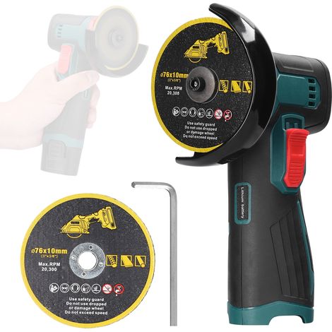 Smerigliatrice elettrica da 7,6 cm (3 pollici), con motore a spazzole, smerigliatrice angolare multifunzione, taglierina portatile al litio, potenza utile per tagliare e lucidare piastrelle in ceramic (1/5)