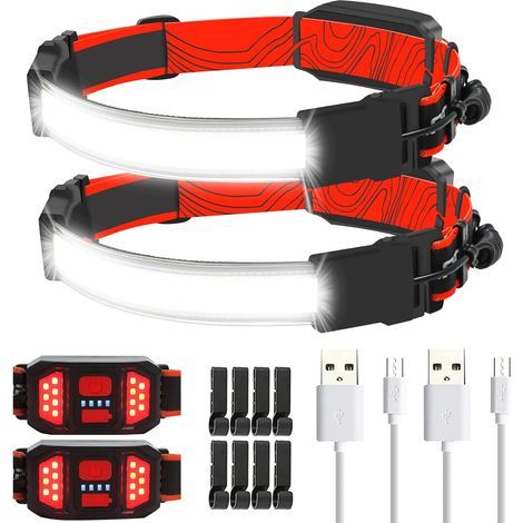 Wiederaufladbare LED-Stirnlampe, 1000 Lumen, 230° breiter Abstrahlwinkel, USB-aufladbar, mit Helmbefestigung, zum Wandern, Laufen und Angeln (1/5)