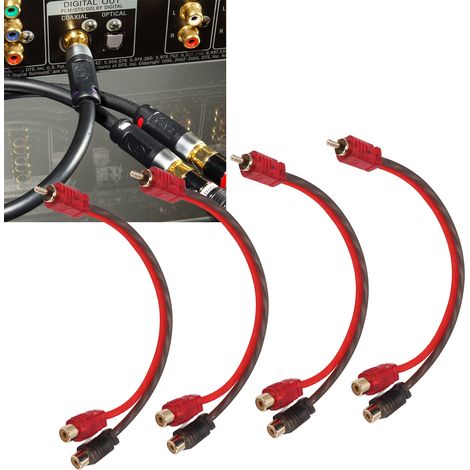 Câble Y Splitter RCA 1 Mâle vers 2 Femelles pour Système Audio Voiture - Lot de 4