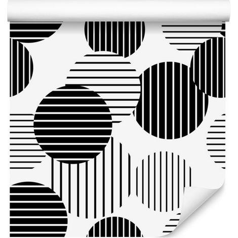 Papier peint à gros pois noirs et blancs pour salon et chambre 50x1000 cm (1/5)
