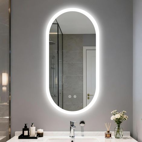 100x50cm Ovale Specchio Bagno con Luce LED Antiappannamento Retroilluminato Memoria Dimmerabile