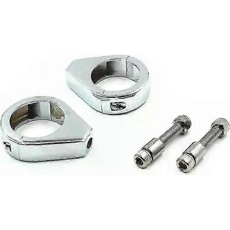 Lot de 2 supports de clignotants de 49 mm pour moto, fixation par colliers de déport de fourche avant, chromés/noirs, compatibles Harley Dyna, Softai et FXDB XL. (1/5)