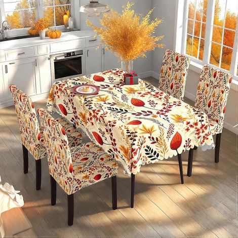 Nappe imprimée automne-hiver pour Thanksgiving, motif citrouilles, housse de chaise, ensemble TC-322 (140 x 210 cm, imperméable) (1/4)