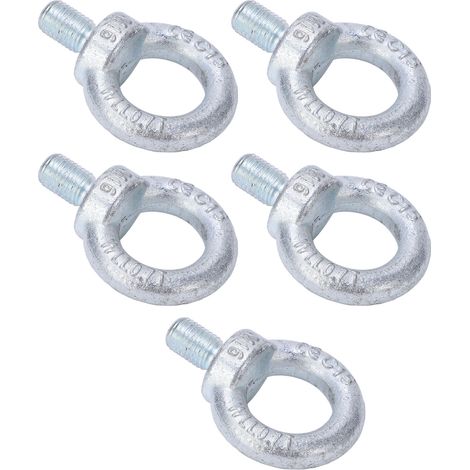 5Pcs Boulon à Œil Levage M16 Acier Q235 Zingué Blanc, Anneau de Levage Fileté pour Usage Industriel, Écrou à Oeil Électrozingage (1/5)