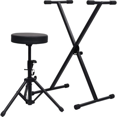 Ensemble de support de clavier et de tabouret Noir (1/5)