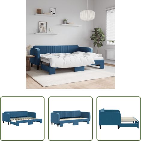 Schlafsofa - Tagesbett Ausziehbar Blau 80x200 cm Samt (1/5)