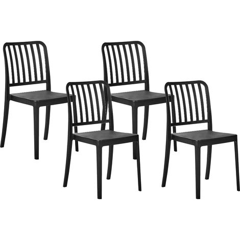 Gartenstuhl 4er Set SERSALE Kunststoff Schwarz