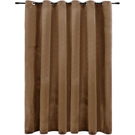 Maison Exclusive - Verdunkelungsvorhang mit Metallösen Samt Beige