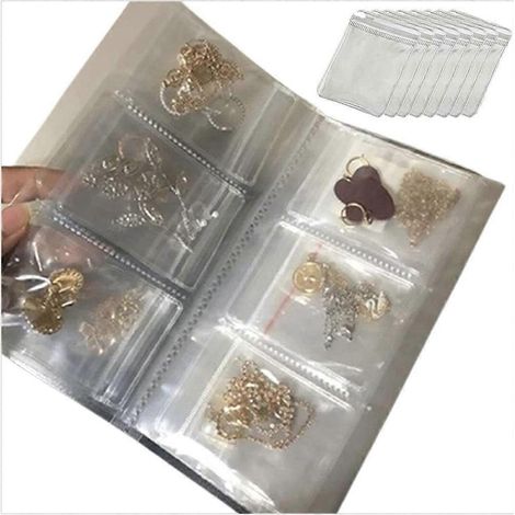Pochette à bijoux transparente en PVC avec fermeture éclair, classeur de rangement pour boucles d'oreilles (84 compartiments) (1/5)