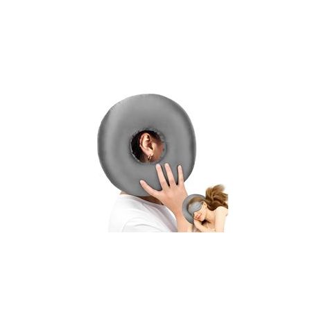 Coussin de piercing d'oreille pour les personnes dormant sur le côté – Oreiller de piercing en satin soyeux et masque pour les yeux avec trou d'oreill (1/5)