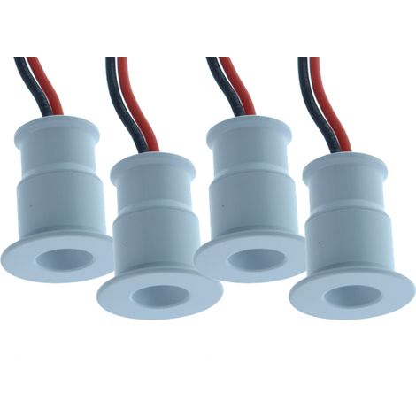 4 PZ Mini Faretto Led Da Incasso 1W DC 12V Neutro 4000K Carcassa Bianca Angolo 120 Gradi Foro 15mm 20X25mm (1/2)