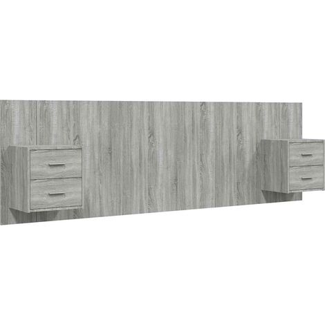 Maison Exclusive - Testiera Letto con Comodini in Legno Multistrato Grigio Sonoma (1/5)