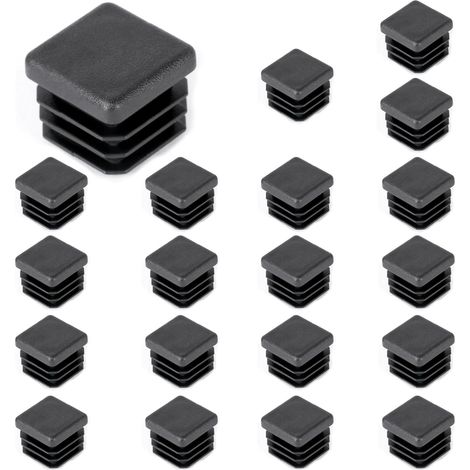 Bouchons Carrés 20x20mm - Lot de 20 - Plastique PE Noir - Protection Sol et Meubles - Pour Chaises Tables Canapés - Embouts Pieds (1/5)