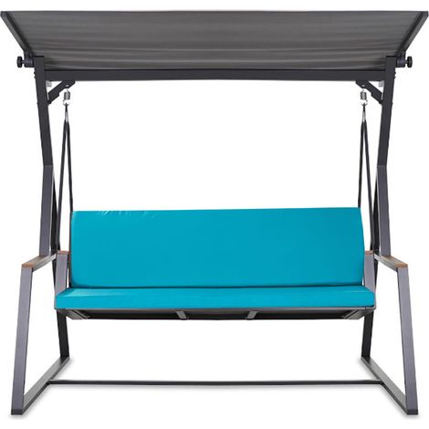 Coussin pour balançoire de jardin Bleu 100x60x50 cm avec housse amovible, coussin pour balancelle 2 places (1/5)