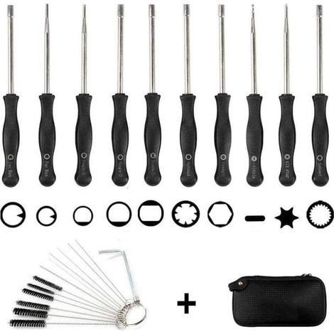 Jeu de 10 tournevis carburateur + sac EVA + brosse de nettoyage, jeu d'outils pour le réglage du carburateur Outil tournevis pour carburateur (1/5)
