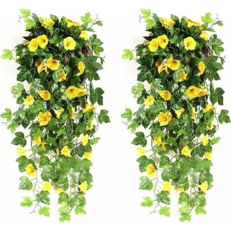 Fleurs artificielles pendantes 90 cm –Tissu de soie et plastique –Décoration murale et extérieure –Guirlande élégante pour mariage (1/4)