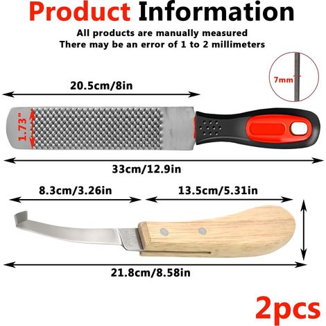 Kit de Maréchalerie Râpe à Sabot Double Face et Couteau de Parage pour Cheval Vache Chèvre et Âne Équipement de Soins des Sabots Professionnel