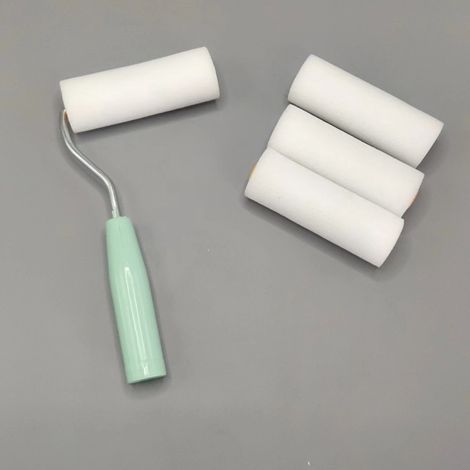 Kit di rulli per pittura, 1 manico, 9 testine, rullo per pittura murale, piccolo rullo e manico antiscivolo per la decorazione di pareti e soffitti.