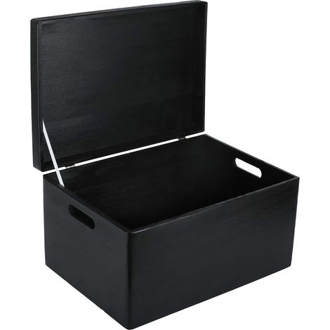 Wooden Storage Box with Handles 40 x 30 x 24 cm - Black