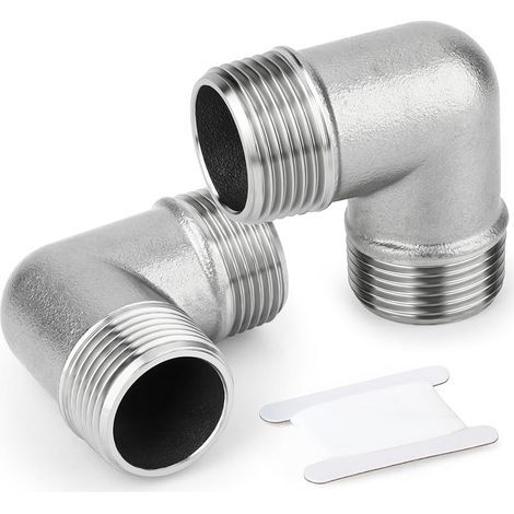 Stück 1/4"-Zoll-Außengewinde-auf-Außengewinde-90°-Rohrverbinder aus Edelstahl (1/5)