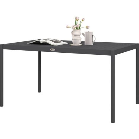 Mesa De Jardín, Mesa De Comedor Para 6 Personas, Mesa De Terraza, Mesa De Balcón De Aluminio, Gris Oscuro, 145 X 90 X 74 Cm