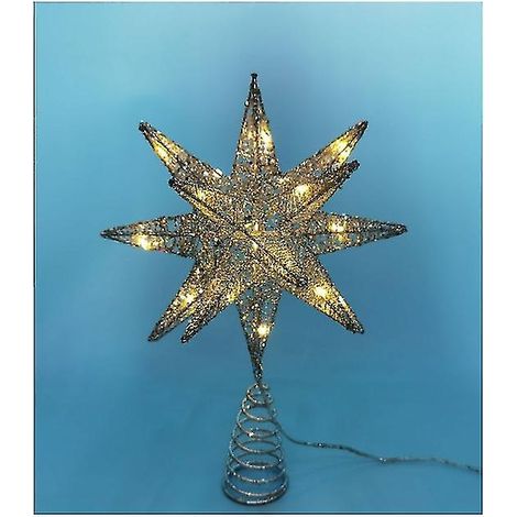 Décoration de Noël en forme d'étoile pour sapin de Noël, cordon en cuivre argenté (20 cm) (1/2)