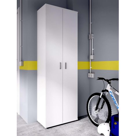 Armario multiusos Diego acabado blanco 2 puertas 3 estantes, 61 cm(ancho) 190 cm(altura) 35 cm(fondo) (1/5)