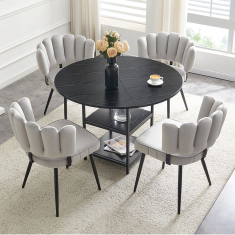 Conjunto comedor mesa redonda 107 cm y 4 sillas OKMYHOME (1/5)
