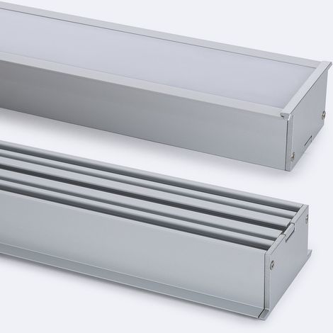 Profilé Aluminium Architectural Grand Format avec Capot Continu pour Rubans LED jusqu'à 40mm Aluminium 2 m Blanc translucide